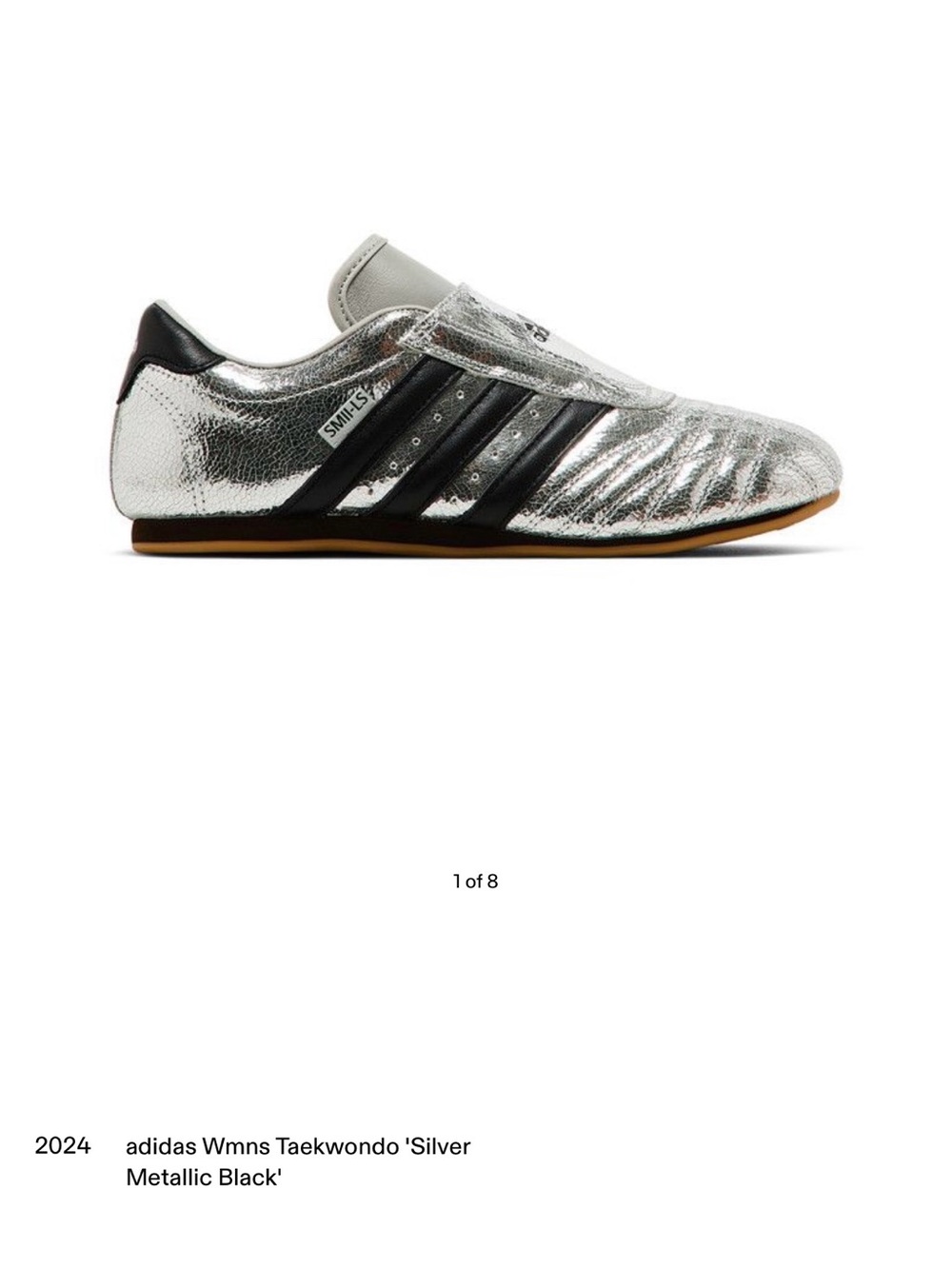 adidas Metallic Silver Sneakers with Black Stripes - Picture 5 of 5